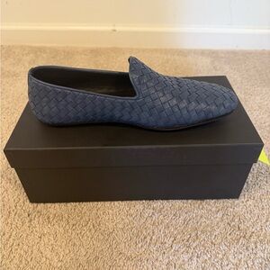Bottega Veneta Blue Woven Slip-On Loafers